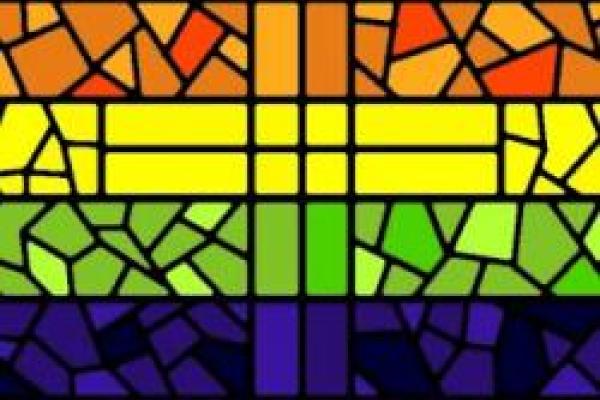 rainbow window with cross 