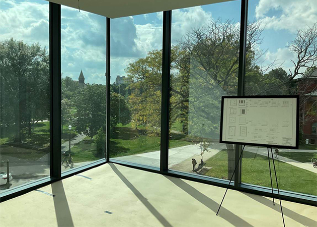 View from a window in the School of Music overlooking the Oval
