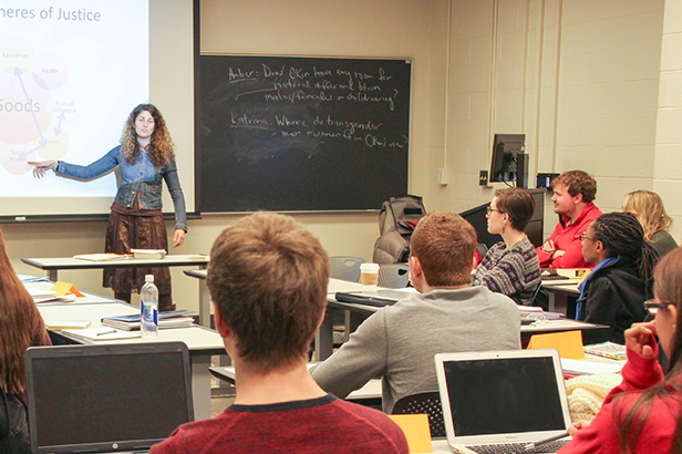 Dana Howard teaching an undergraduate philosophy class