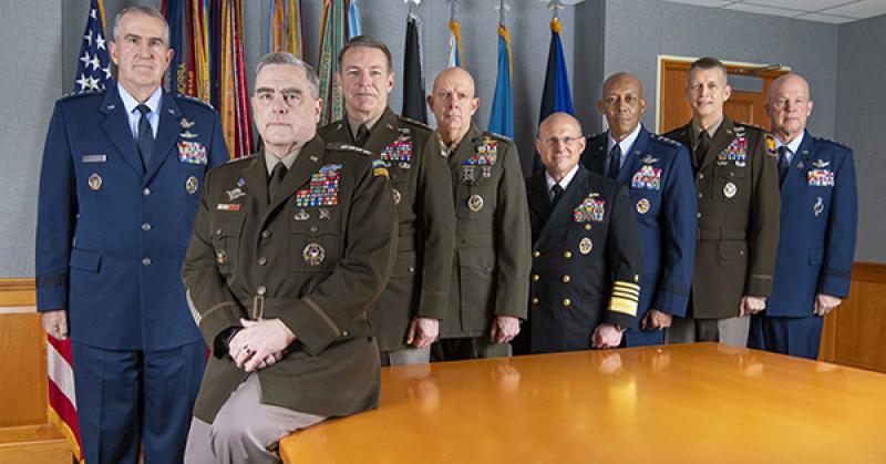 Members of the Joint Chiefs of Staff are photographed in the Joint Chiefs of Staff conference room in the Pentagon, Dec. 11, 2020. 