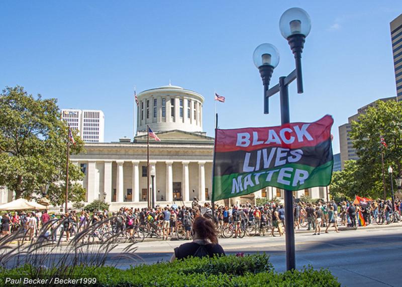 Black Lives Matter protesters gather outside the Ohio Statehouse in downtown Columbus. Photo courtesy Paul Becker/Becker1999