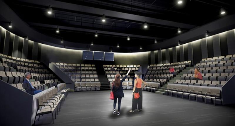 The Department of Theatre's new building will include a thrust stage, in addition to black box and proscenium stages.