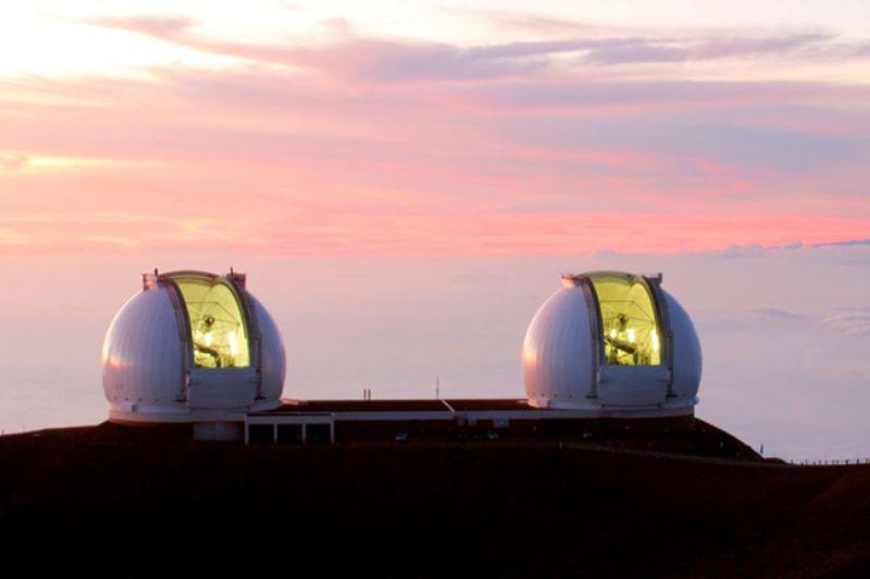 The Keck Observatory, a two-telescope observatory near the summit of Mauna Kea in Hawaii.