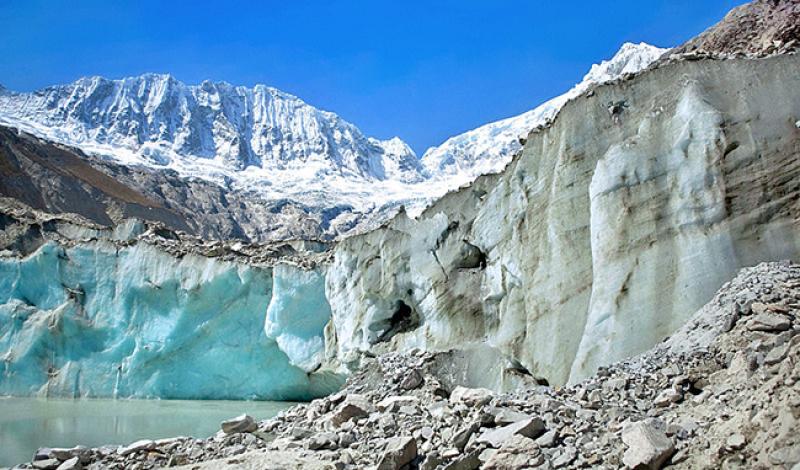 The Llaca glacier, which is nestled in the Andes' Cordillera Blanca mountain range in Peru.