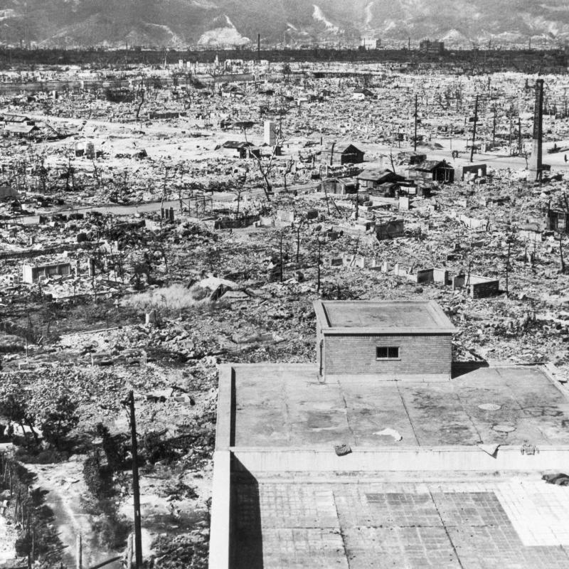 Atomic bomb destruction in Hiroshima