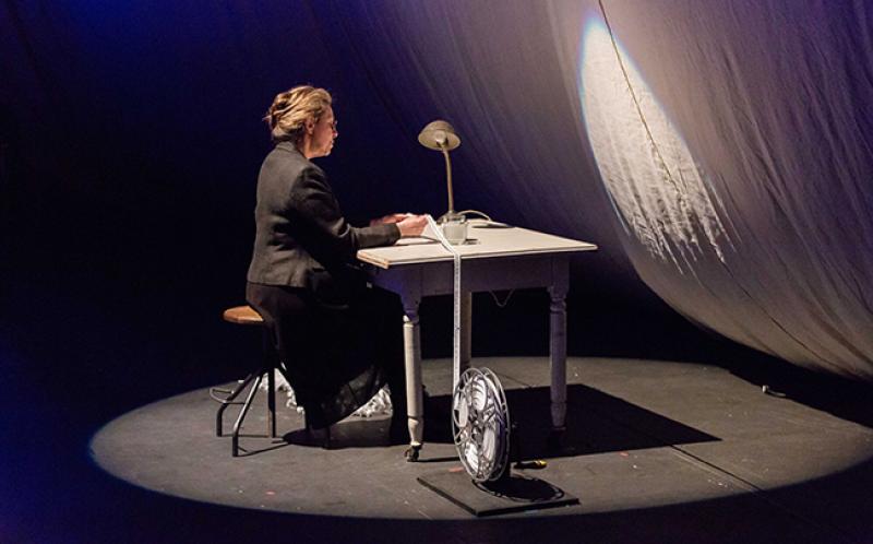 A still from Distinguished University Professor Ann Hamilton's immersive theater performance, "The Theater is a Blank Page," which was staged at UCLA's Center for the Art of Performance in May. Image courtesy Calista Lyon.