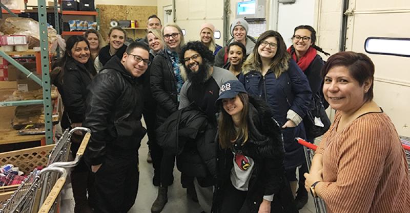 Students of Elena Foulis' course, "Spanish in Ohio: An Experiential Course" at the Our Lady of Guadalupe Center in 2018. 