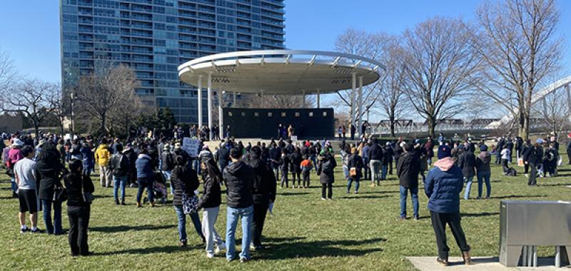 A rally against anti-Asian racism at Bicentennial Park on March 20. Photo courtesy Ce Shang