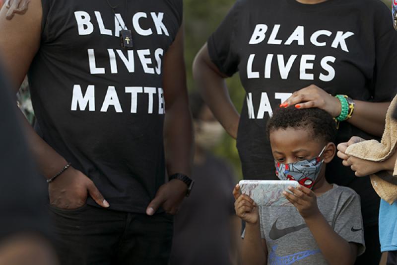 People at a Black Lives Matter protest in Chicago