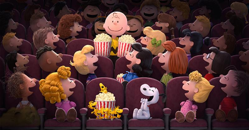 Peanuts in the movie theater, c/o Twentieth Century Fox and Peanuts Worldwide LLC