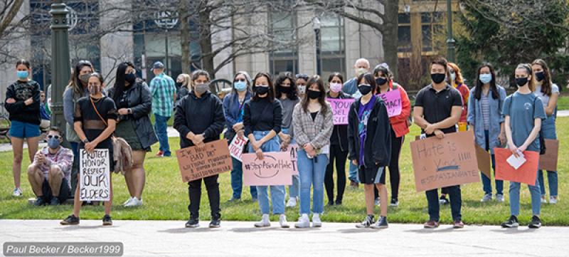 Activists at a rally against Asian hate at the Ohio Statehouse on March 27. Photo courtesy Paul Becker/Becker1999