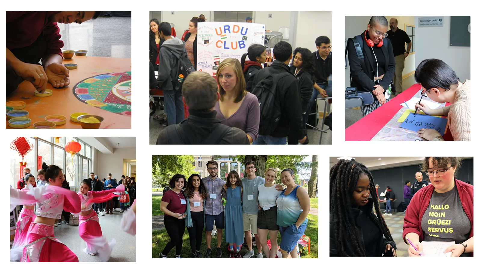 Photo collage of world language students doing cool stuff