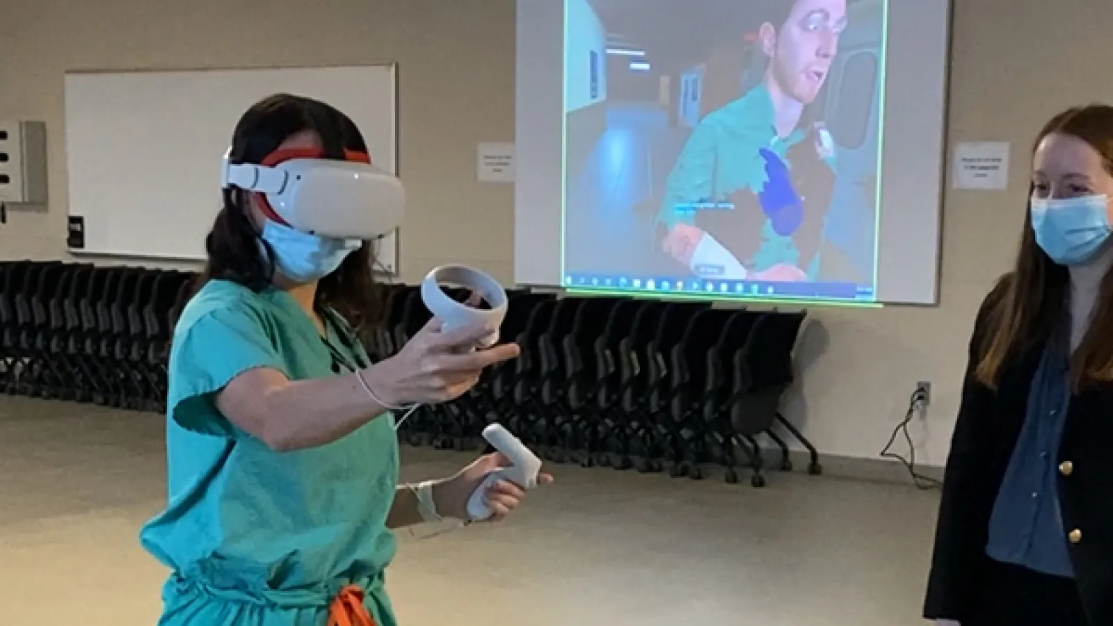 A trainee uses the First Responder VR system