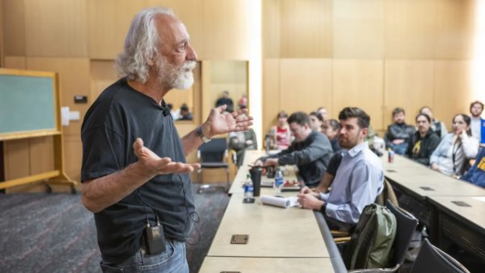 Pierre Agostini talks to students