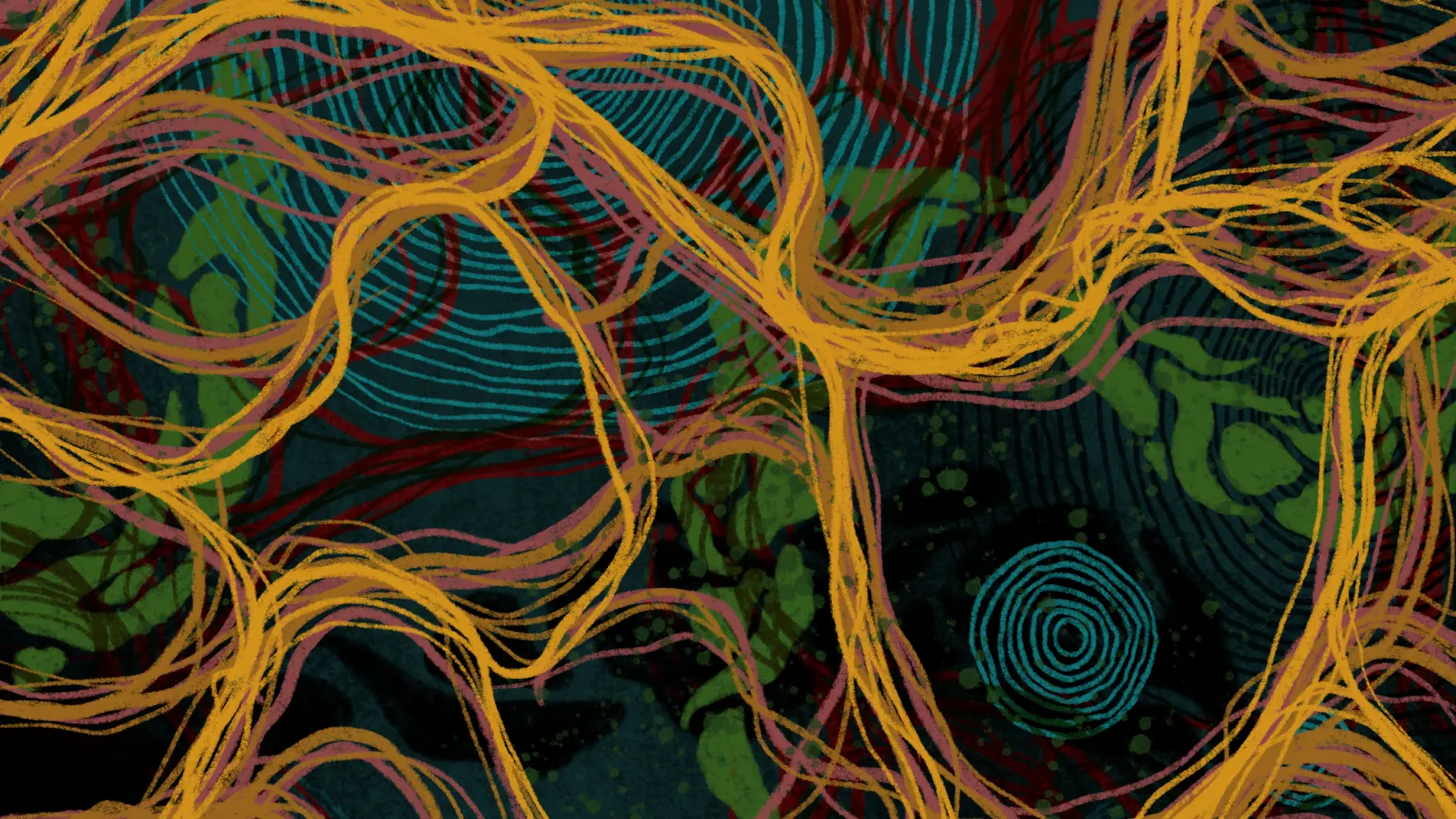 Abstraction of mycelium system. Art by Addeline Kelley.