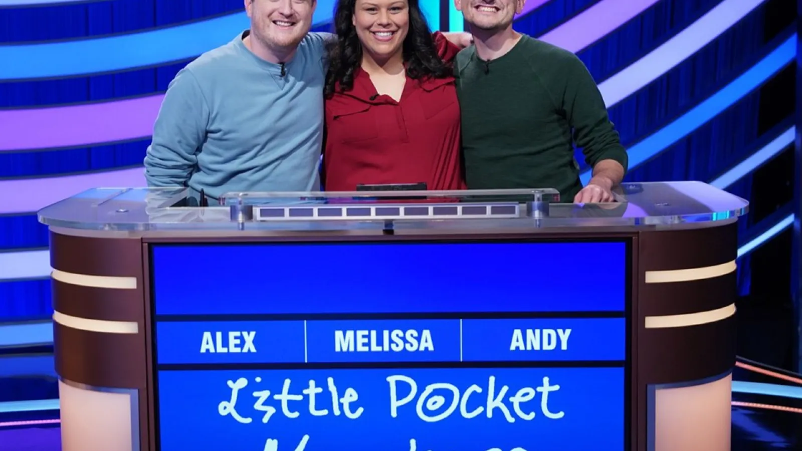 three Jeopardy contestants