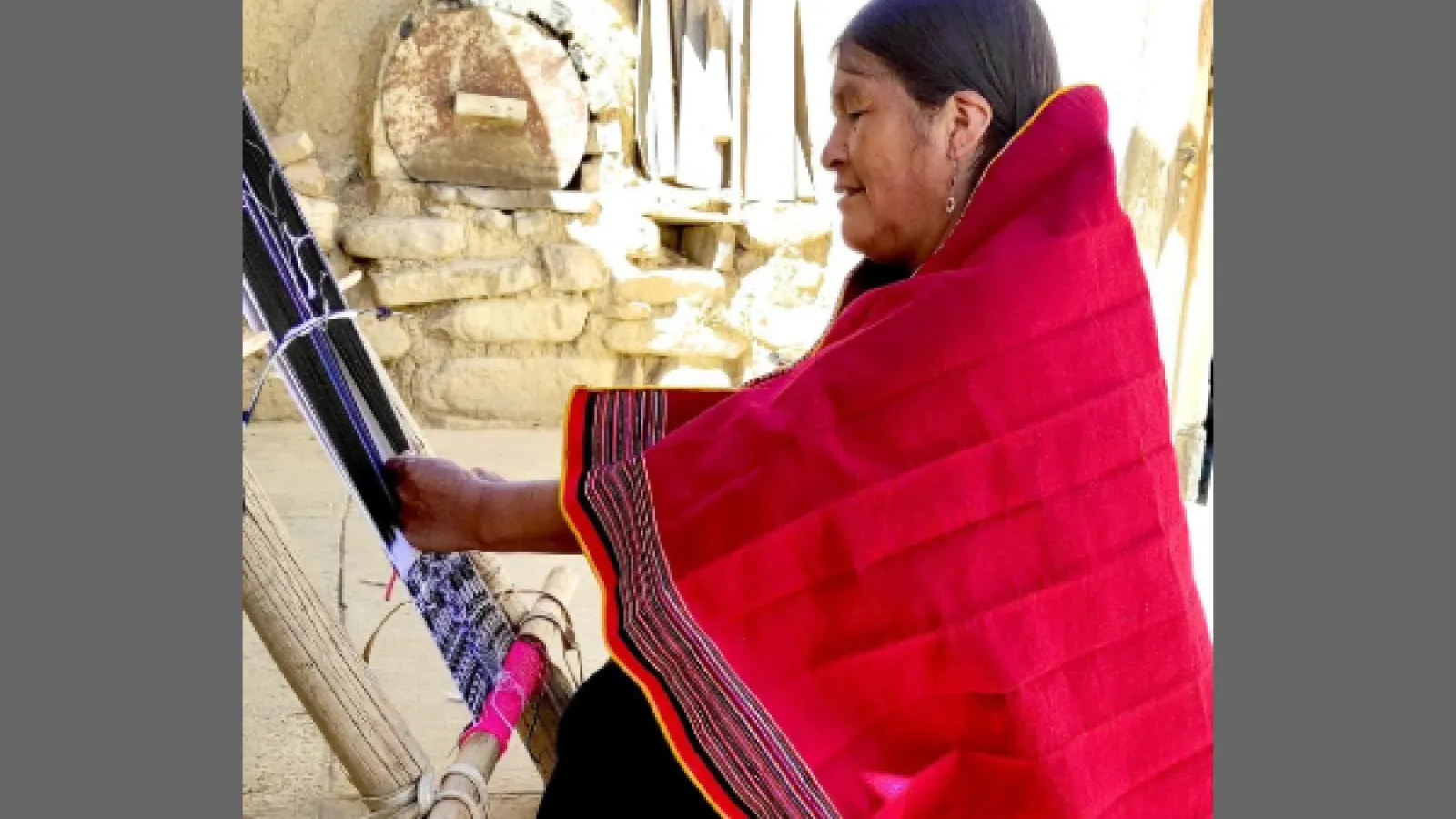 a woman weaving