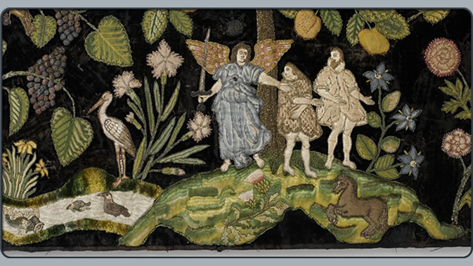 Detail of “The Garden of Eden”, late 16th c. English needlework (The Metropolitan Museum of Art, New York City)