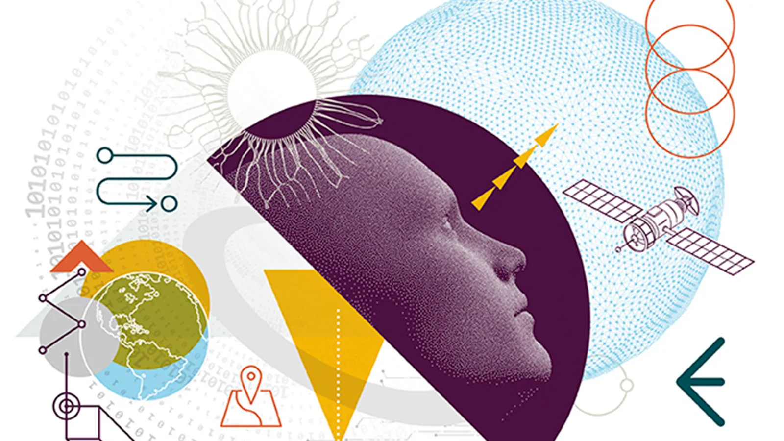 Illustration of person looking into space