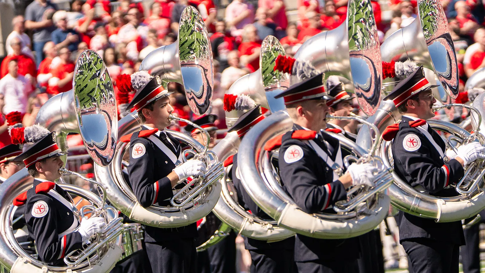 Tuba players in the Ohio State Marching Band