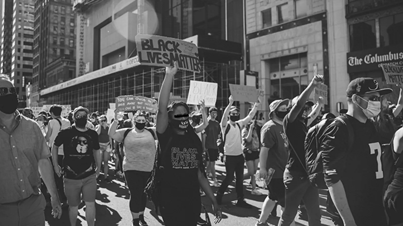 Black Lives Matter protesters march down Broad Street in downtown Columbus. Photo credit Joshua Edmonds.