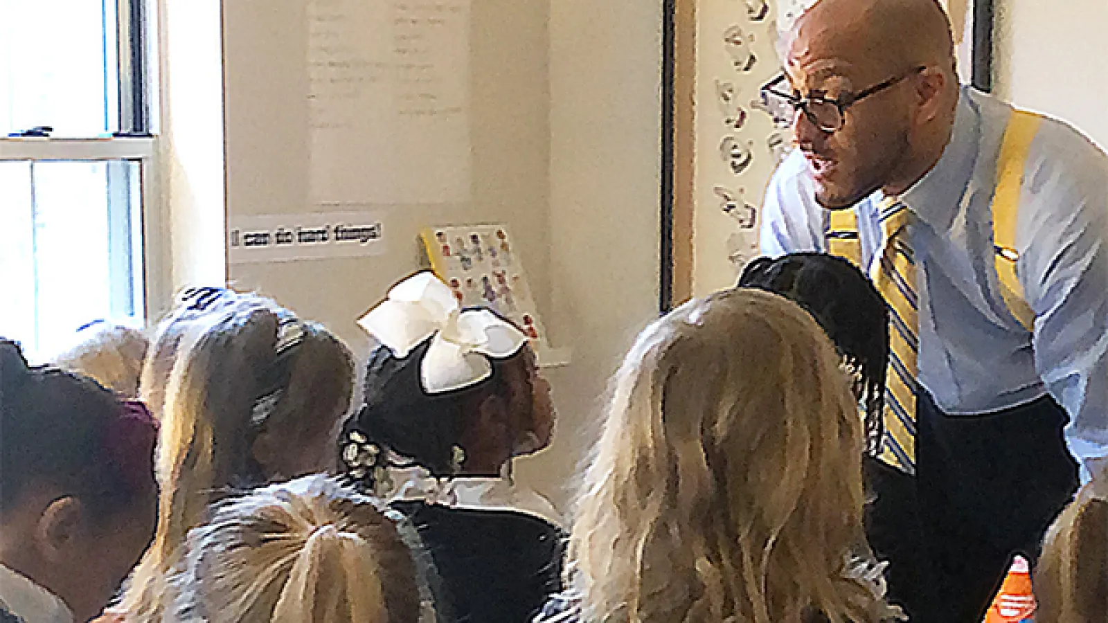 Jeffries presenting to his daughter's class