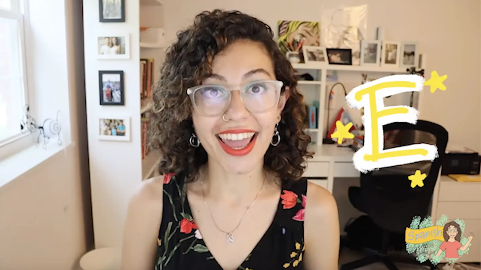 Natalia teaching letter "E"