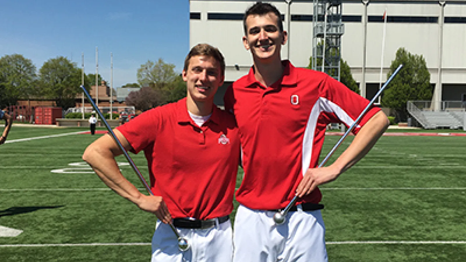 Drum majors John LaVange and Konner Barr