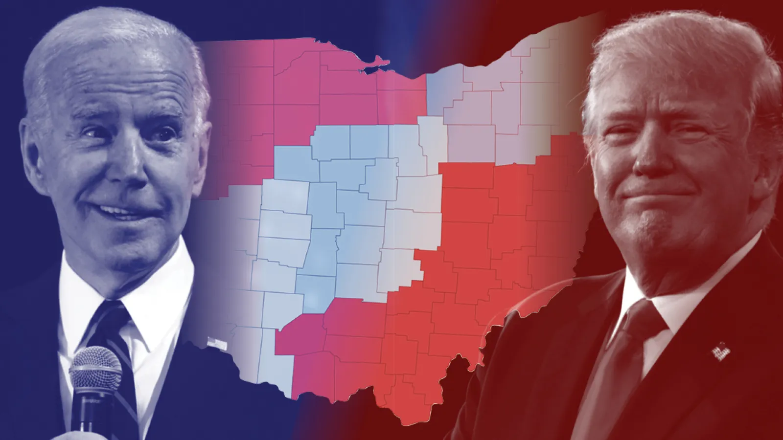 Trump biden in front of Ohio map