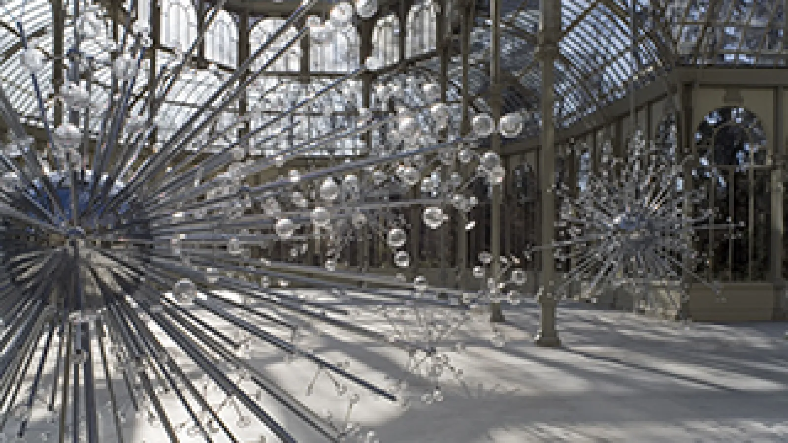 "Island Universe" created by Josiah McElheny hangs at the Reina Sofía Museum in Madrid.