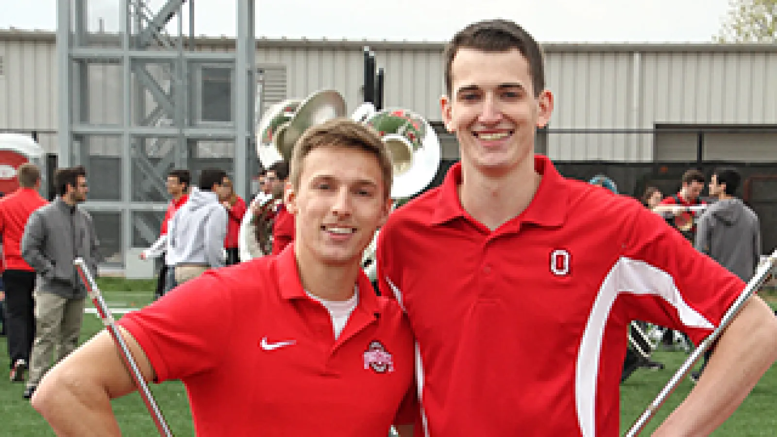 photo of John LaVange and Konner Barr after 2017 drum major tryouts