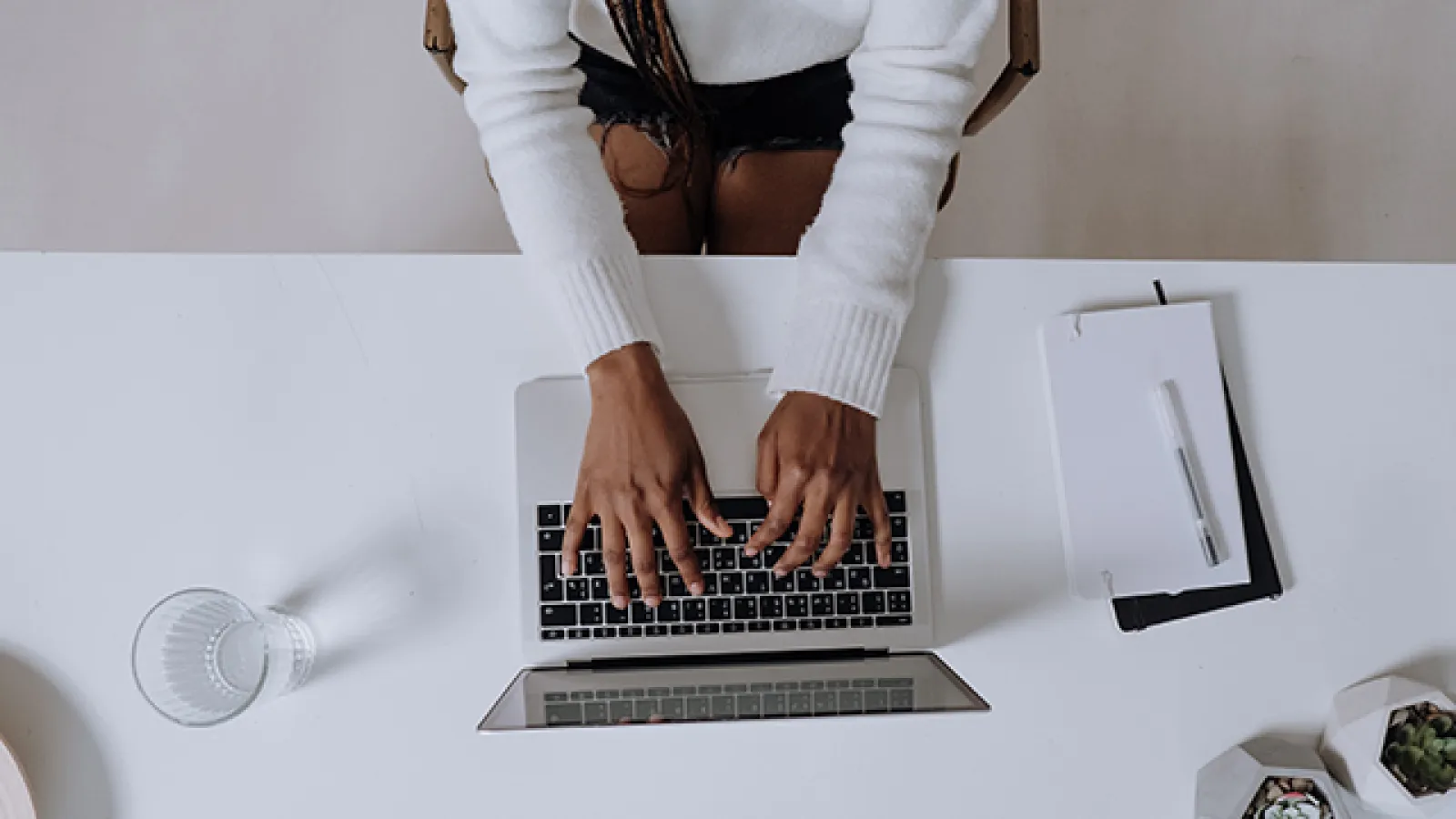 Woman at laptop stock image