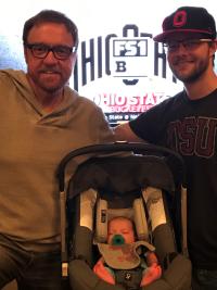 Alum James Johnson with JJ, his son Andy, and Andy’s son James Andrew Johnson III at his first Ohio State game. 