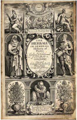 Title page of "The Herball or General History of Plantes (1633)