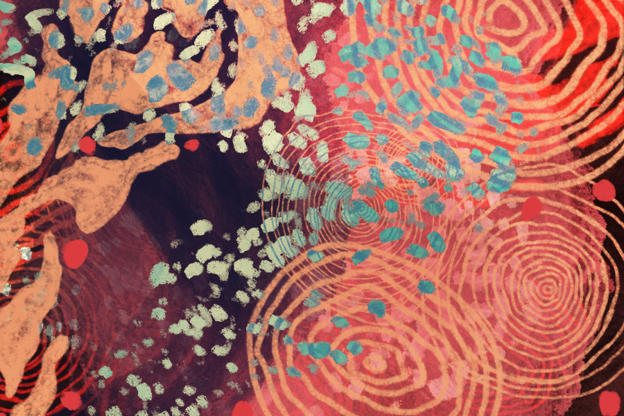 Abstraction of pond life. Artwork by Addeline Kelley