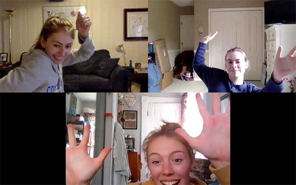 Three Ohio State Dance students on a Zoom call
