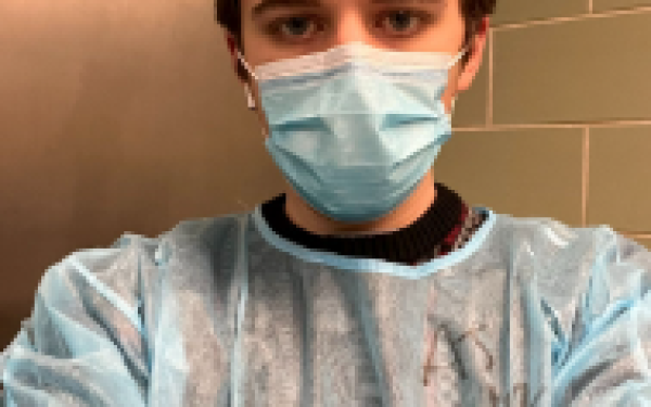 Aidan Johantges in lab gear