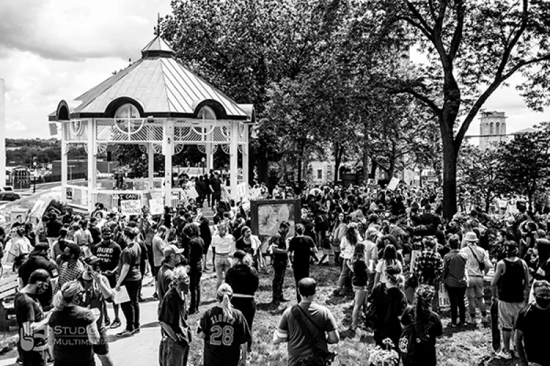 The crowd at the Black Lives Matter protest in Mansfield in May 2020