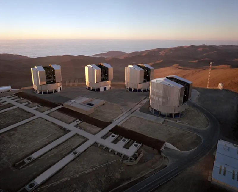 The European Southern Observatory's Very Large Telescope array on Cerro Paranal in the Atacama Desert of northern Chile.