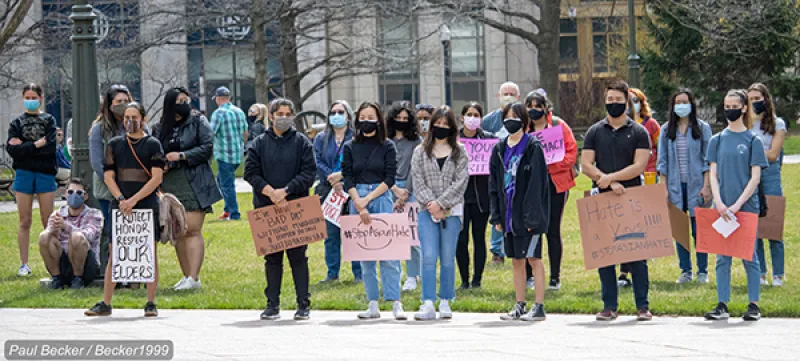Activists at a rally against Asian hate at the Ohio Statehouse on March 27. Photo courtesy Paul Becker/Becker1999