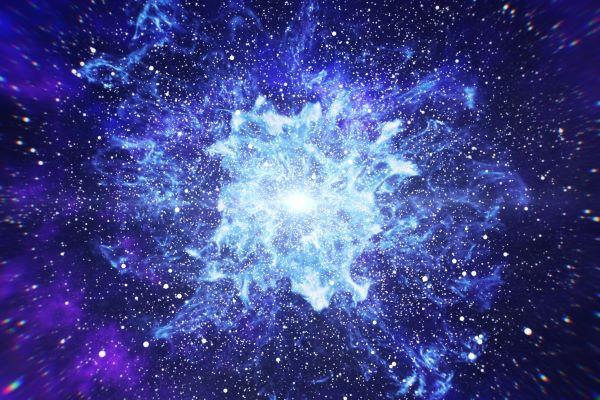 rendering of a supernova in shades of cool blues