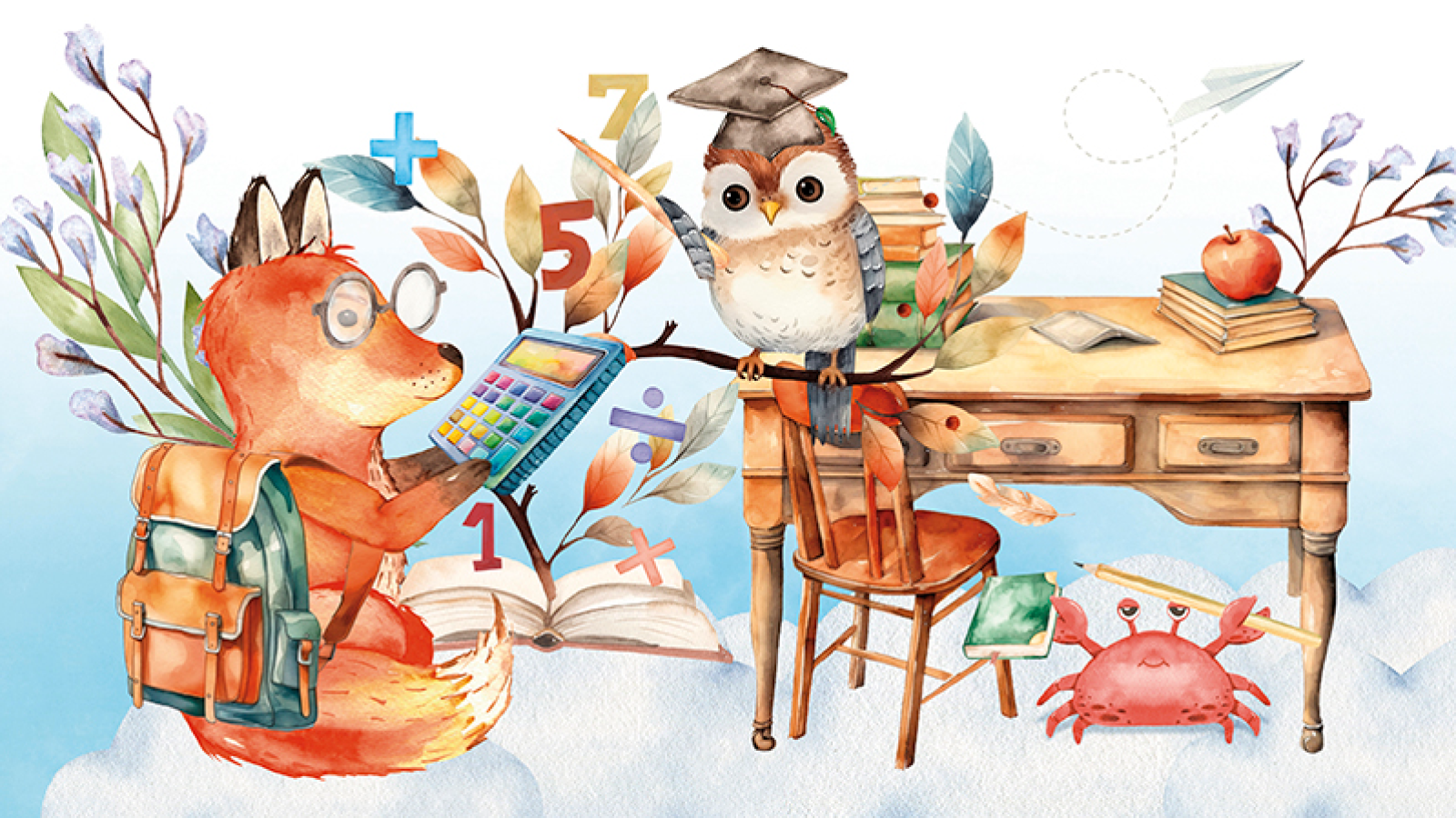 Fox and owl illustration