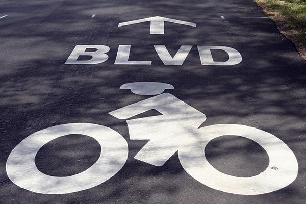 Bike BLV sign on road