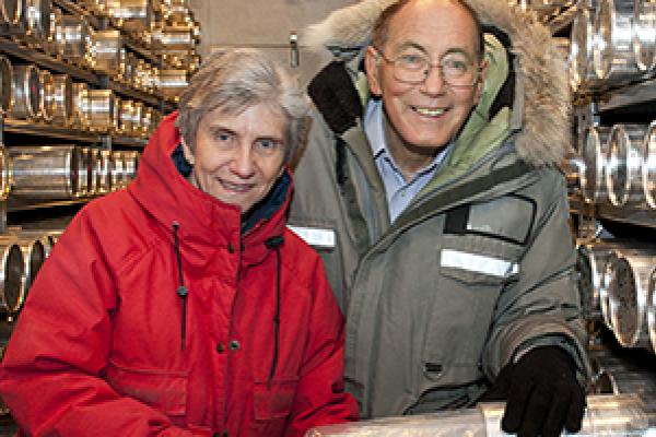 Ellen and Lonnie with ice cores