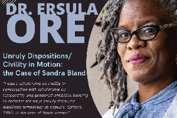 Ersula Ore's headshot next to event information