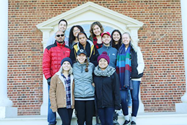 Associate history professor Hasan Jeffries and his students at James Madison's Montpelier. Photo credit Karla Haddad.