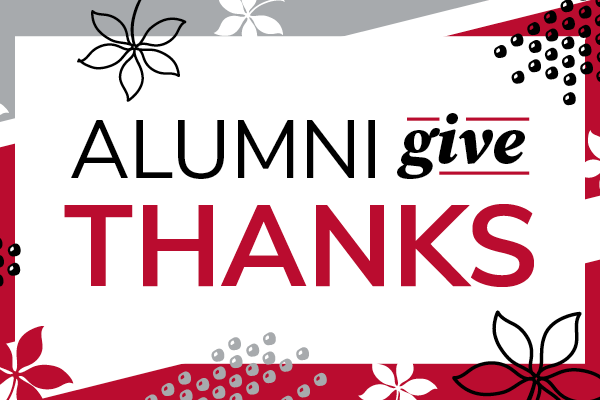 Graphic that says alumni give thanks