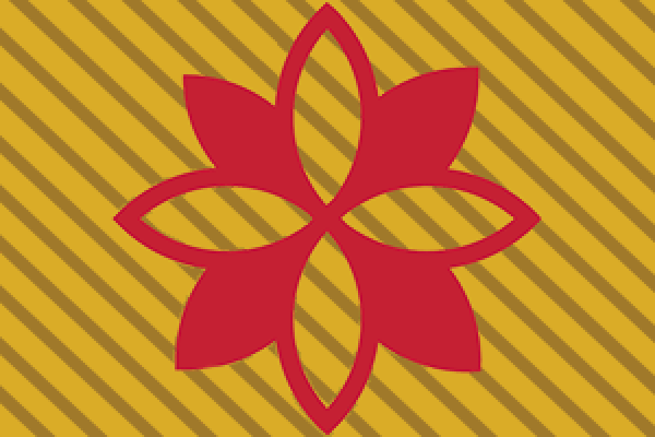 Red flower on gold background