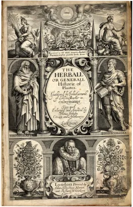Title page of "The Herball or General History of Plantes (1633)
