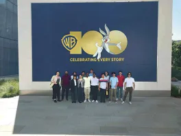 Students outside Warner Brothers studio